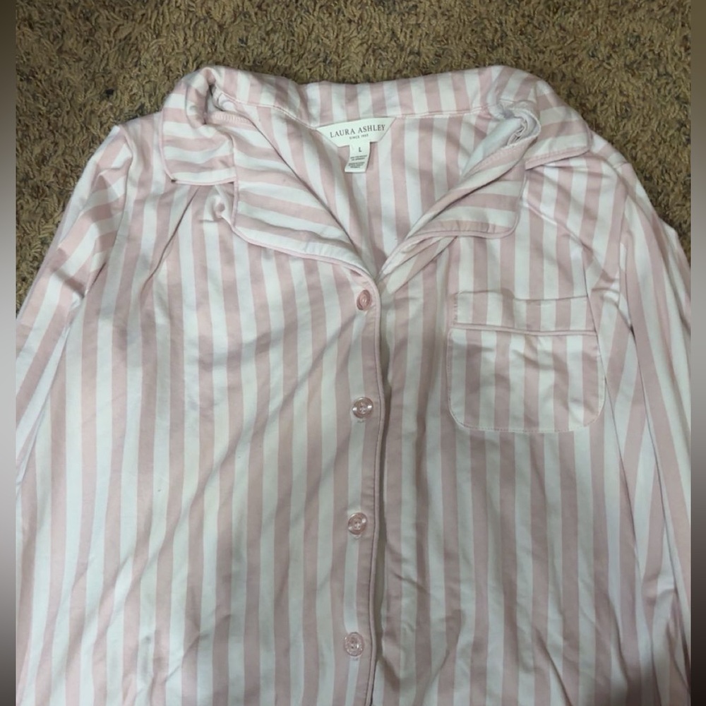 Laura Ashley Pink and White Striped Shirt